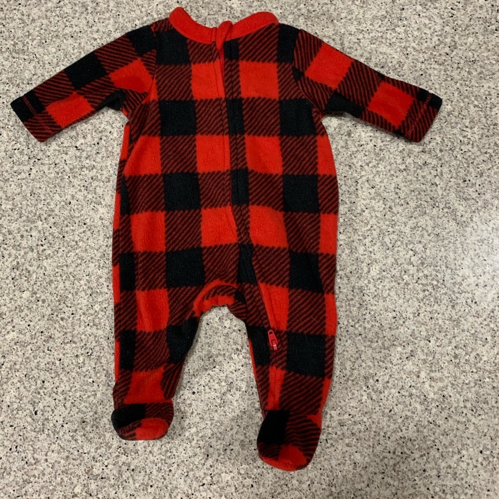 Old Navy plaid fleece onesie